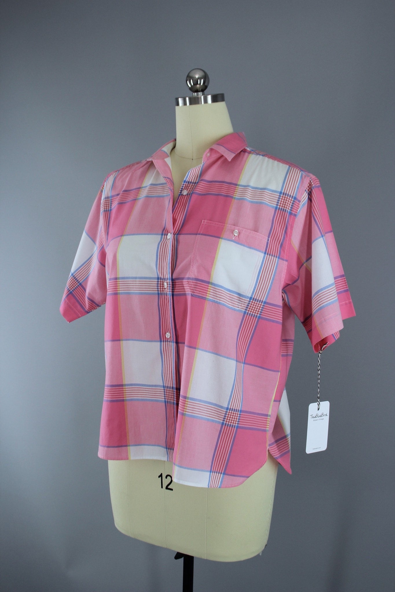 Vintage 1980s Pink Madras Plaid Shirt - ThisBlueBird