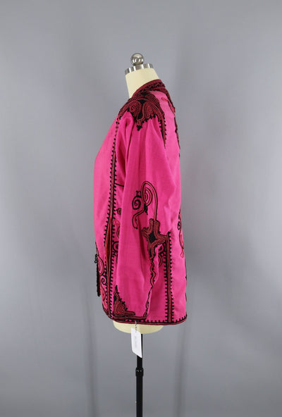 Vintage 1980s Pink Soutache Embroidered Jacket - ThisBlueBird