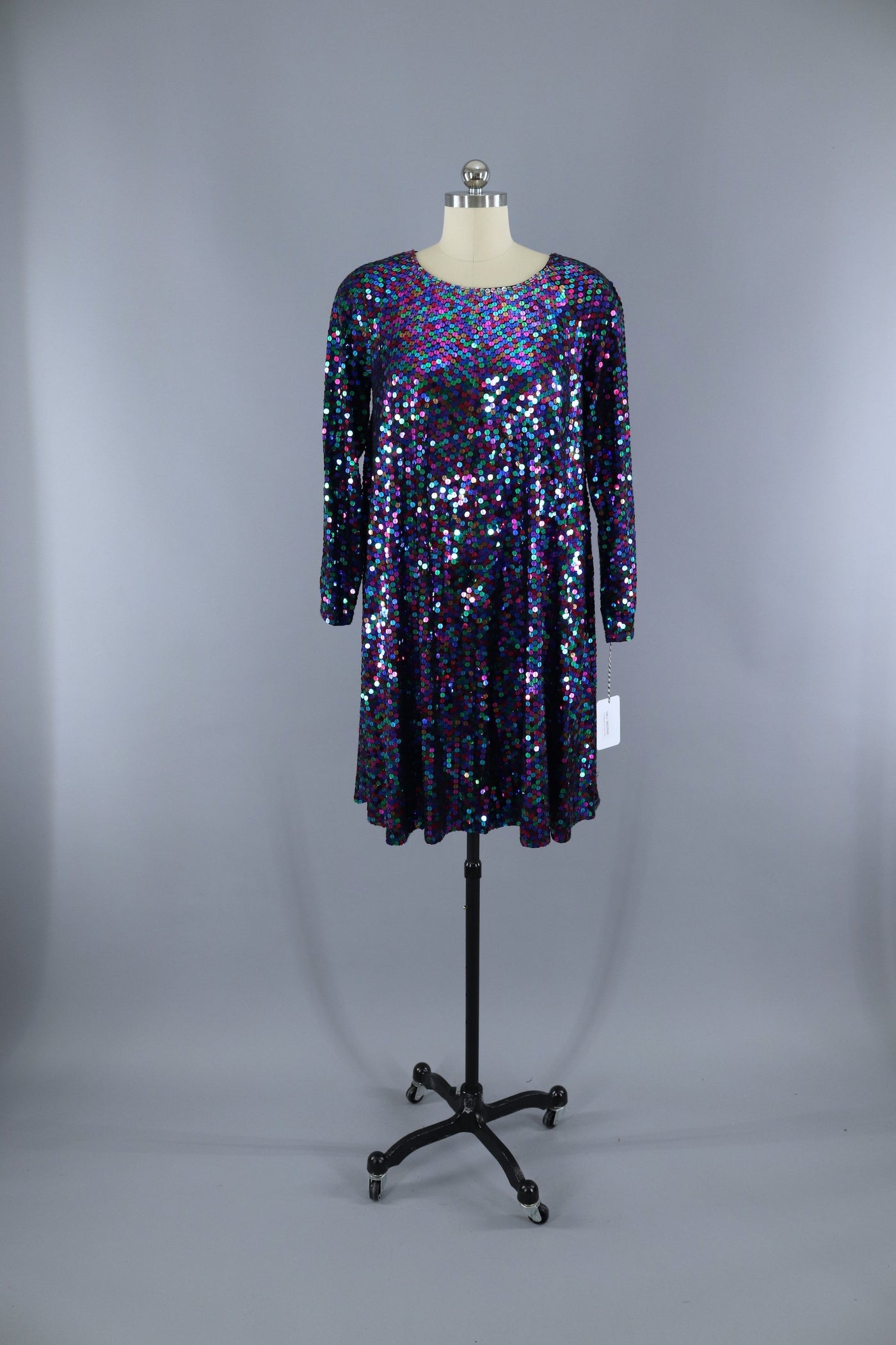 Vintage 1980s Rainbow Sequined Party Trophy Dress - ThisBlueBird