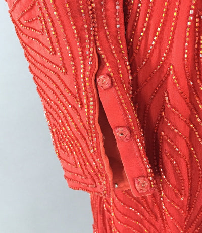 Vintage 1980s Red Beaded Cocktail Dress / Flapper Party Dress - ThisBlueBird