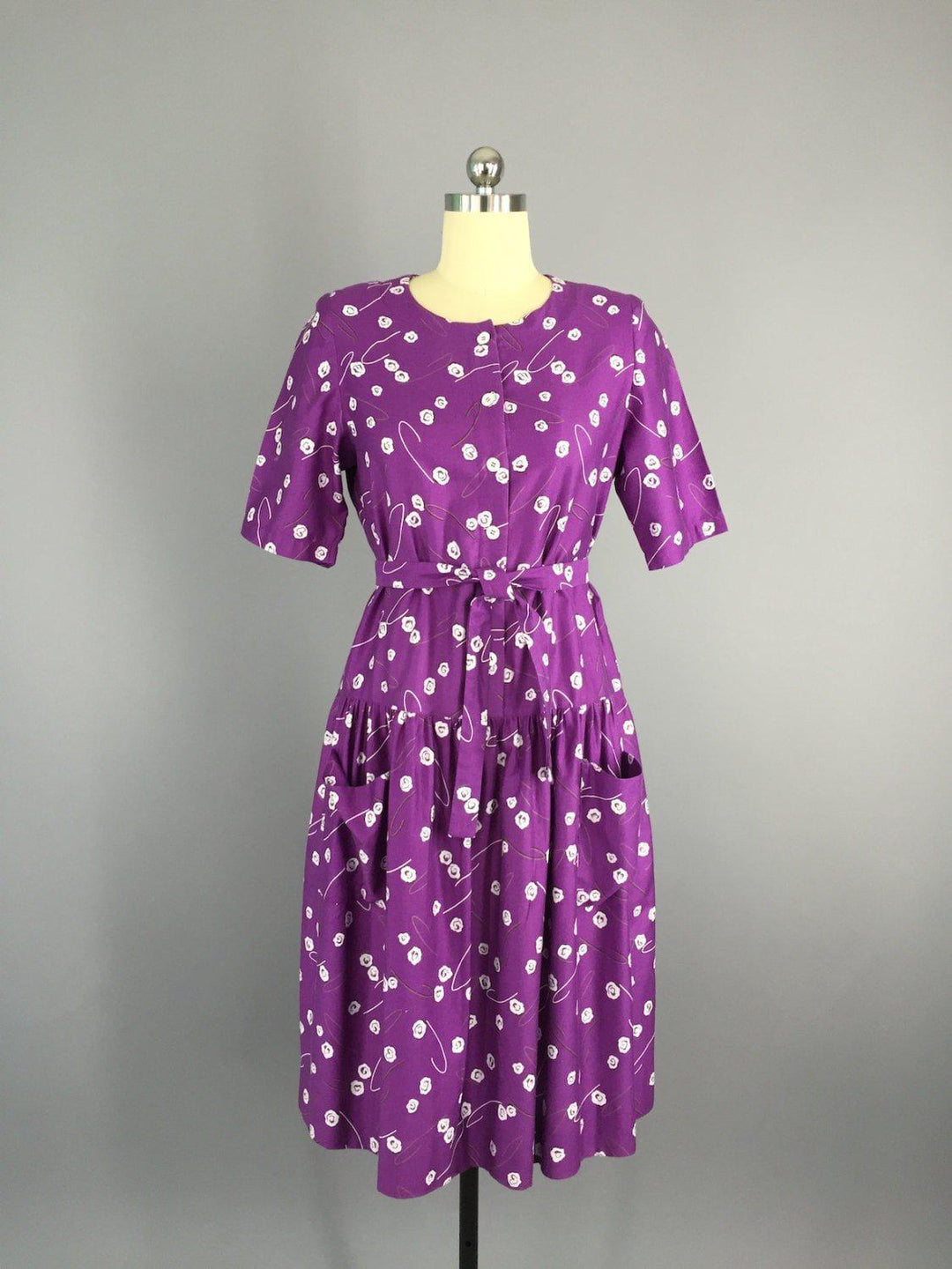 Vintage 1980s Summer Dress / Purple Cotton Sundress - ThisBlueBird