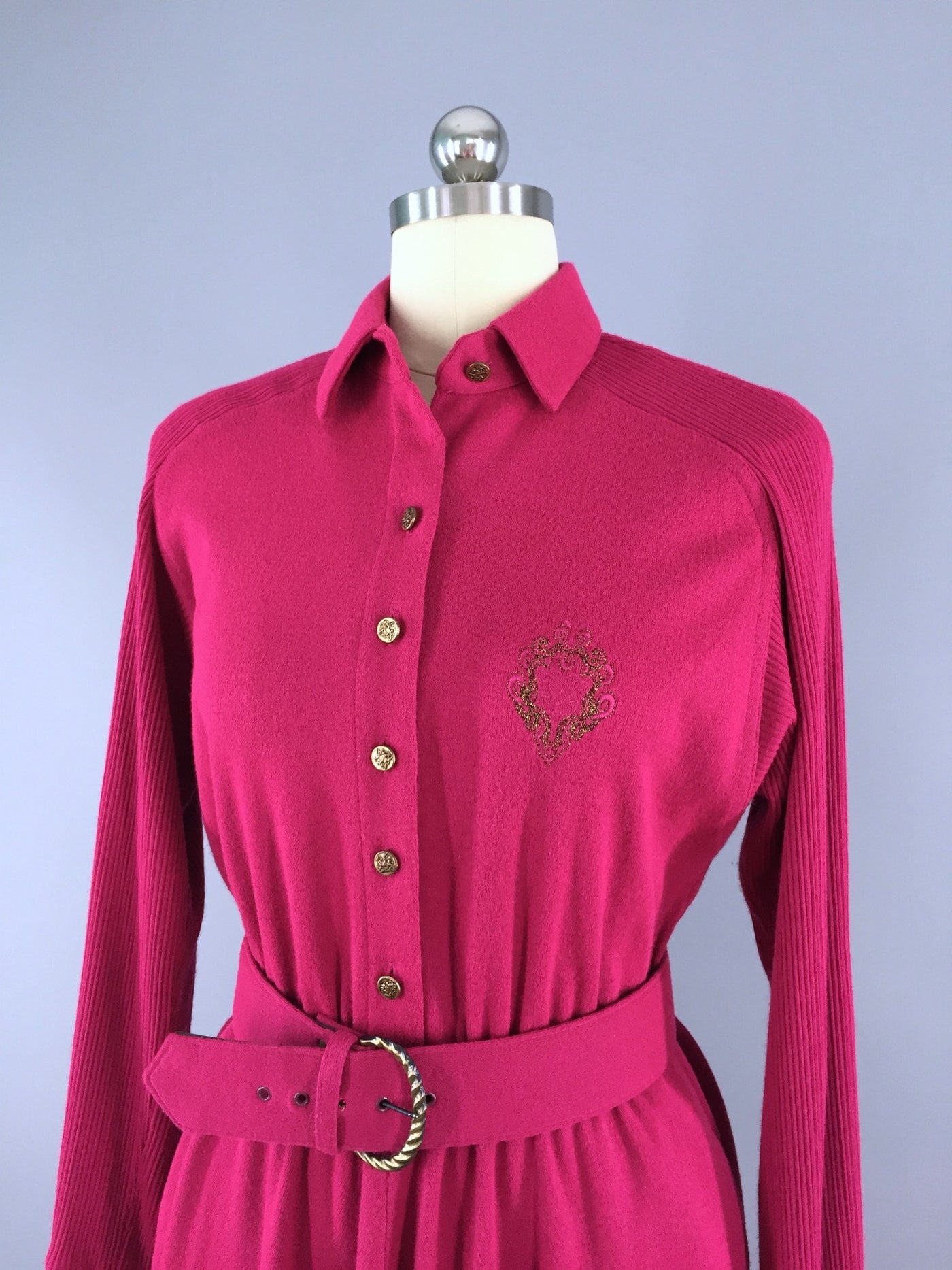 Vintage 1980s Sweater Dress / Raspberry Pink - ThisBlueBird