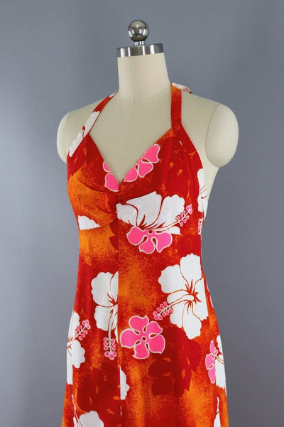 Vintage 60s Hawaiian Halter Dress-ThisBlueBird - Modern Vintage