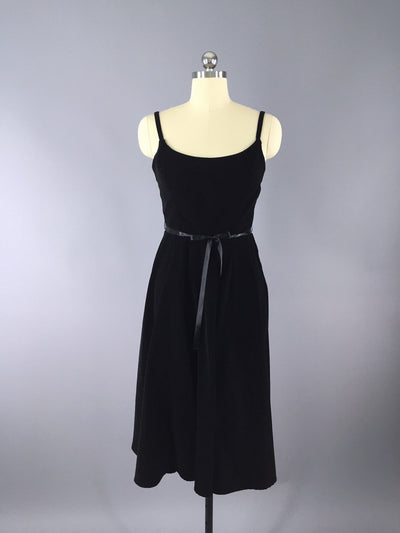 Vintage 80s Dress / Black Velvet - ThisBlueBird