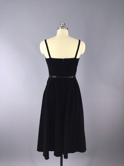 Vintage 80s Dress / Black Velvet - ThisBlueBird