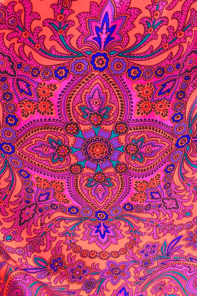 Vintage 80s Red &amp; Purple Silk Skirt-ThisBlueBird