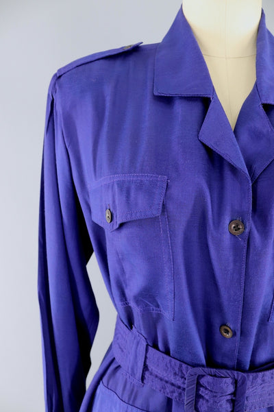Vintage ADINI Belted Shirt Jacket / Royal Blue Purple - ThisBlueBird