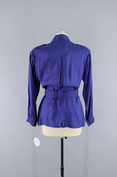 Vintage ADINI Belted Shirt Jacket / Royal Blue Purple - ThisBlueBird