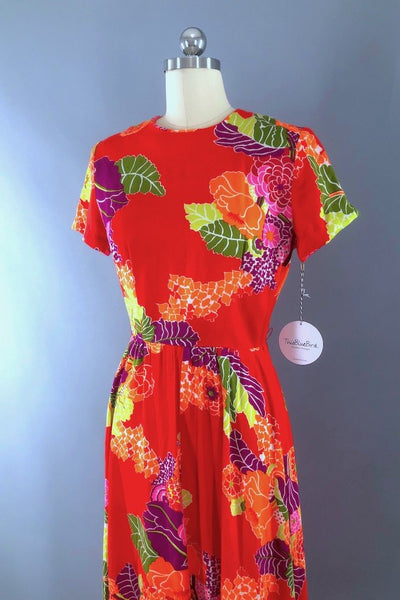 Vintage Alice Red Hawaiian Aloha Dress-ThisBlueBird - Modern Vintage