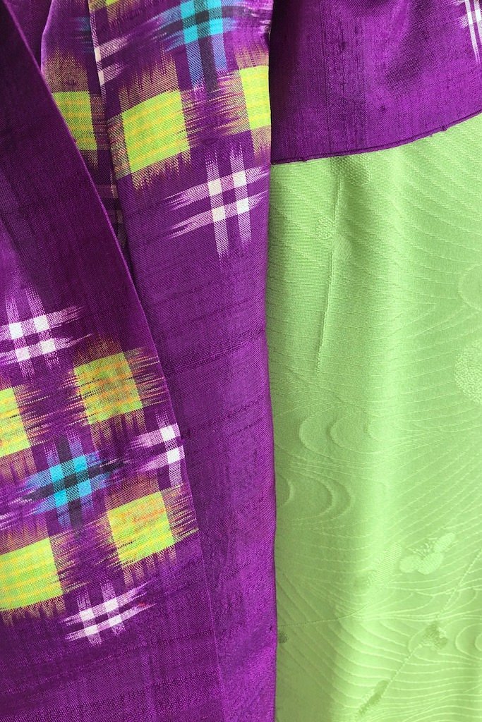 Vintage Apple Green Silk Kimono Robe-ThisBlueBird - Modern Vintage