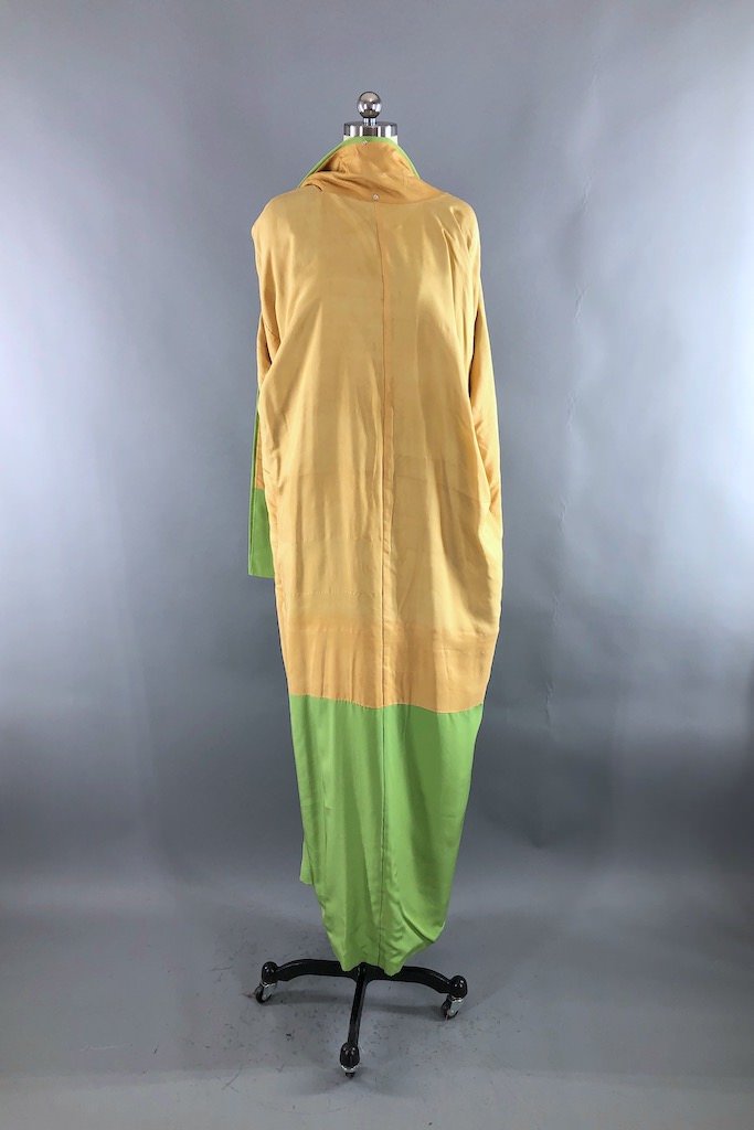 Vintage Apple Green Silk Kimono Robe-ThisBlueBird - Modern Vintage