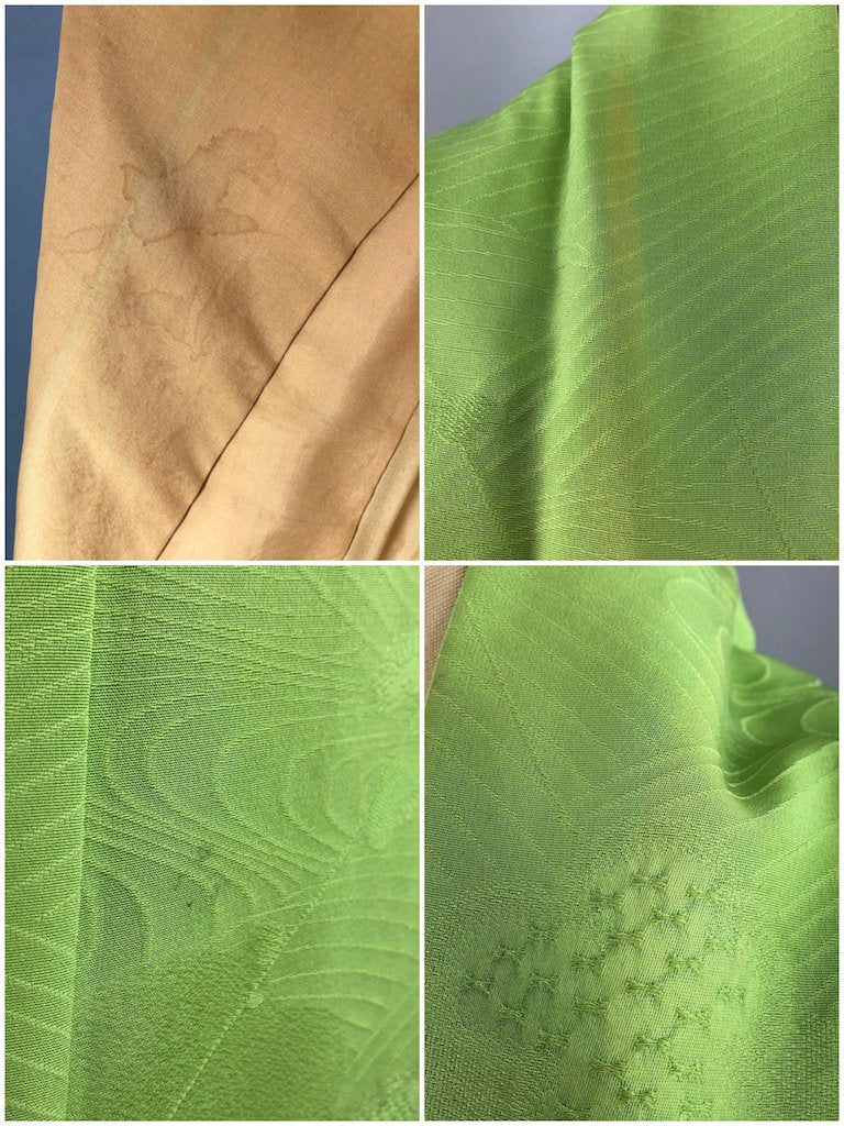 Vintage Apple Green Silk Kimono Robe-ThisBlueBird - Modern Vintage