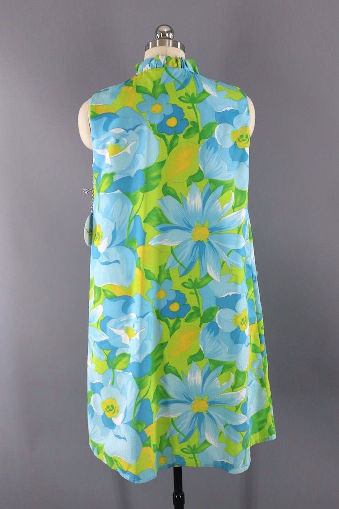 Vintage Aqua Blue Floral Sundress-ThisBlueBird - Modern Vintage