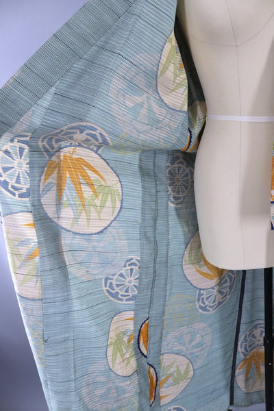 Vintage Aqua Blue Raw Silk Kimono Robe-ThisBlueBird - Modern Vintage
