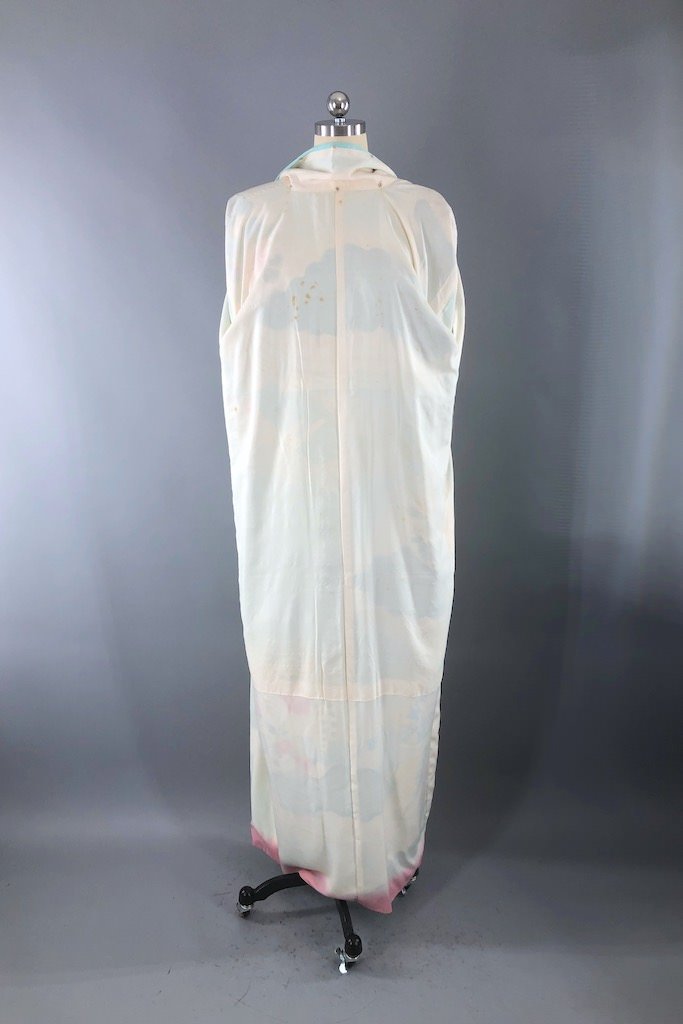 Vintage Aqua Green Sewing Thread Silk Kimono Robe-ThisBlueBird - Modern Vintage