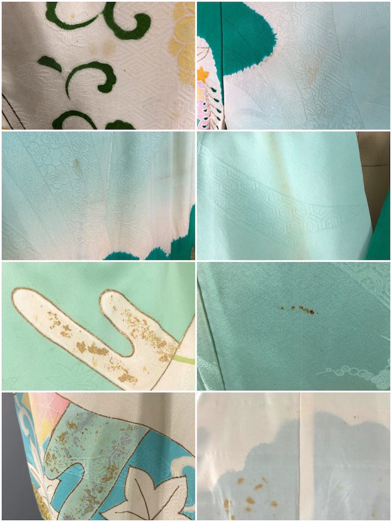 Vintage Aqua Green Sewing Thread Silk Kimono Robe-ThisBlueBird - Modern Vintage