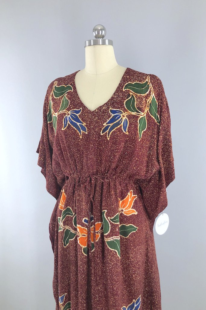 Vintage Batik Caftan Dress-ThisBlueBird - Modern Vintage