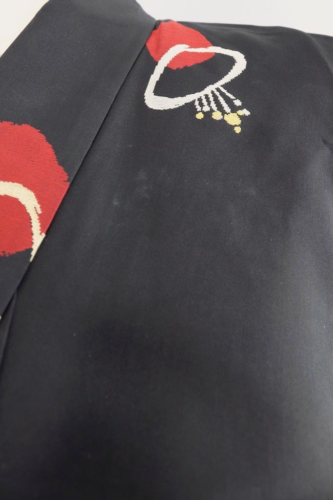 Vintage Black Abstract Floral Silk Kimono Robe-ThisBlueBird - Modern Vintage
