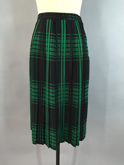 Vintage Black and Green Wool Plaid Skirt - ThisBlueBird