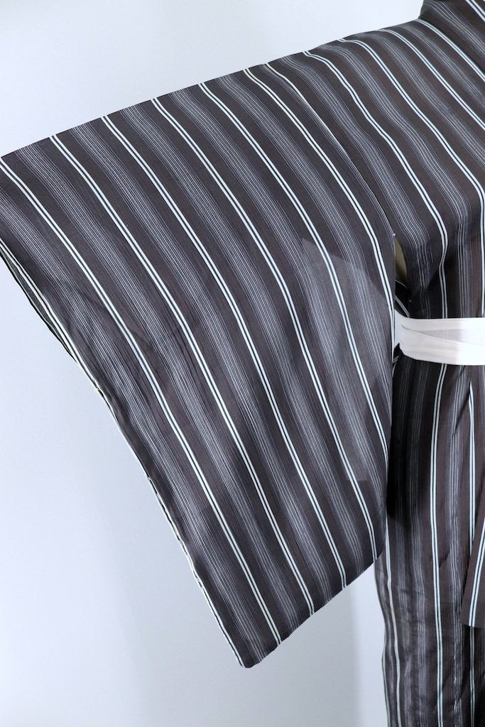 Vintage Black & Blue Stripes Kimono-ThisBlueBird - Modern Vintage
