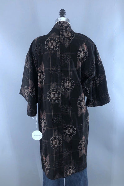 Vintage Black Cotton Kimono Cardigan-ThisBlueBird - Modern Vintage