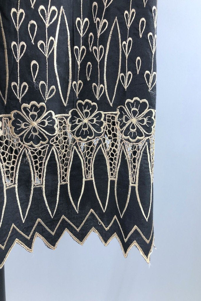 Vintage Black Embroidered Lace Top & Skirt Set-ThisBlueBird - Modern Vintage