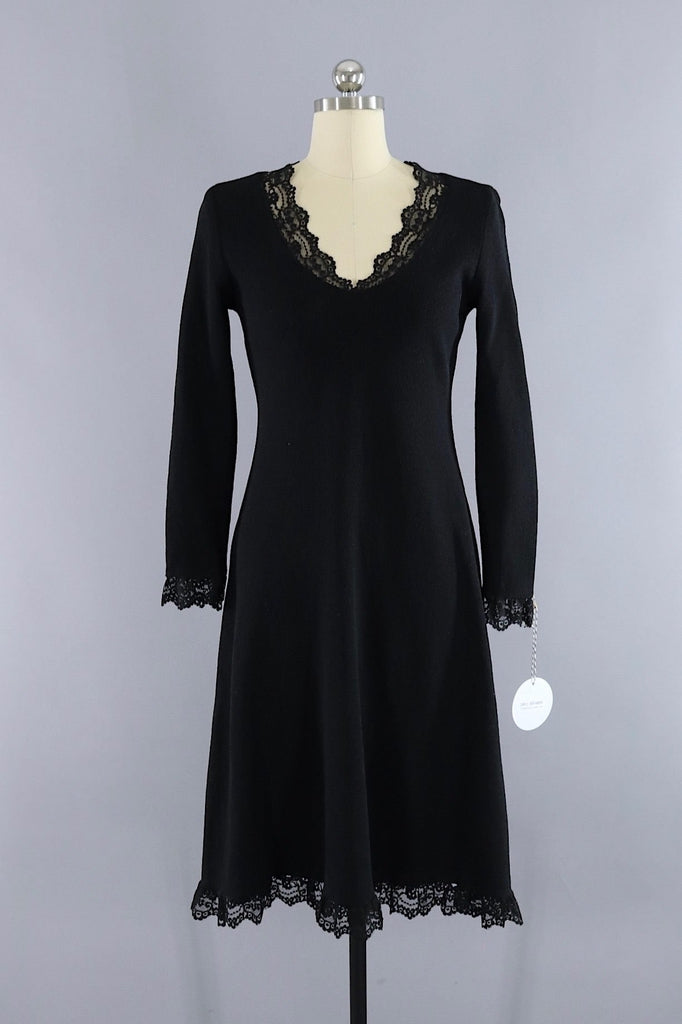 Vintage Black Knit Sweater Dress / Burdine's Sunshine Fashions ...