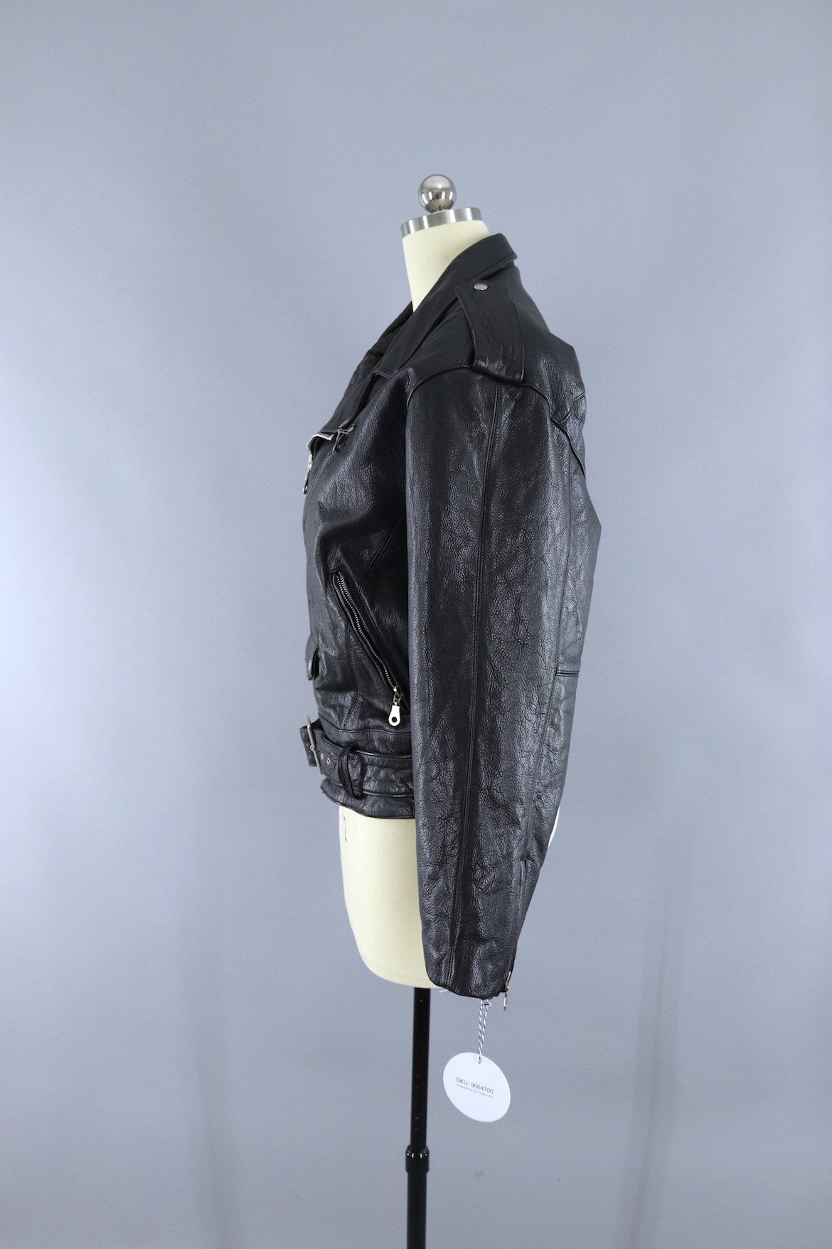 Vintage Black Leather Motorcycle Jacket - ThisBlueBird