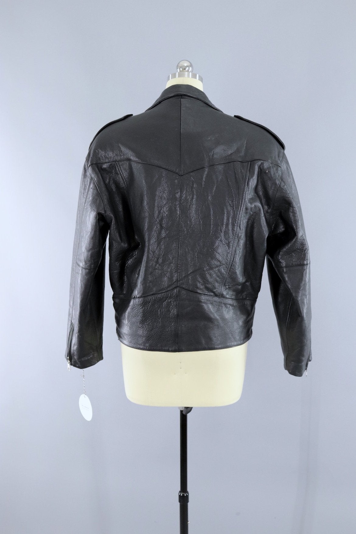 Vintage Black Leather Motorcycle Jacket - ThisBlueBird