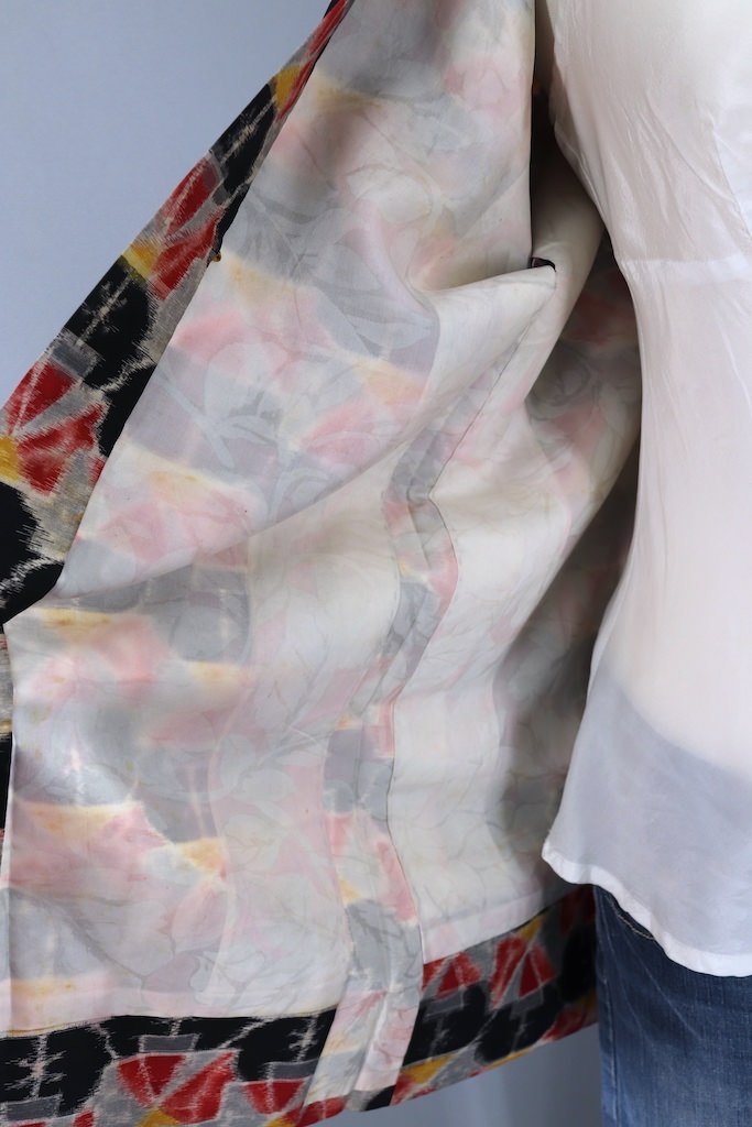 Vintage Black &amp; Red Ikat Kimono Cardigan-ThisBlueBird - Modern Vintage