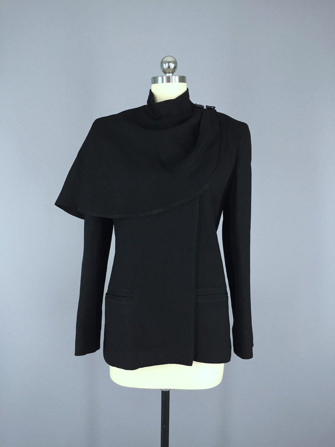 Vintage Black Riding Jacket / Caplet - ThisBlueBird