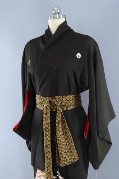 Vintage Black Sailboats Kimono Robe ThisBlueBird