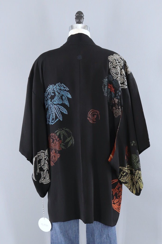 Vintage Black Silk Kimono Cardigan ThisBlueBird