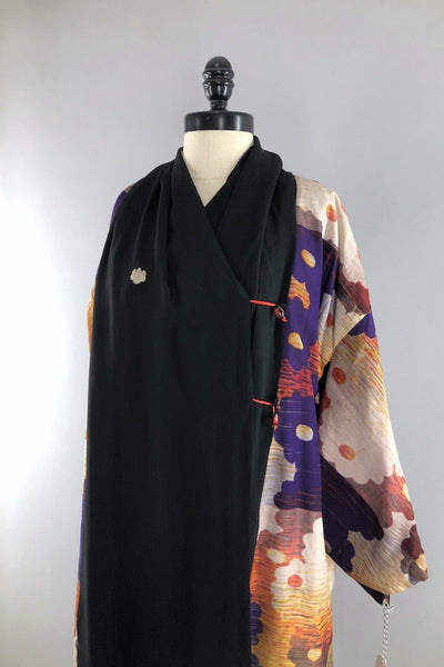 Vintage Black Silk Kimono Jacket-ThisBlueBird - Modern Vintage