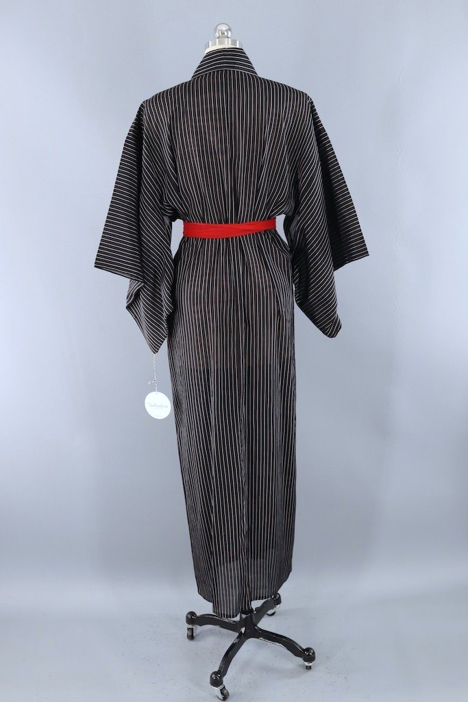 Vintage Black &amp; White Striped Kimono-ThisBlueBird - Modern Vintage