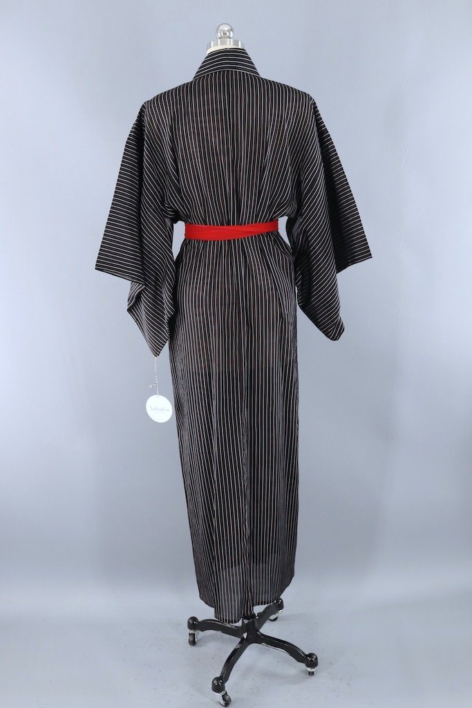 Vintage Black & White Striped Kimono-ThisBlueBird - Modern Vintage