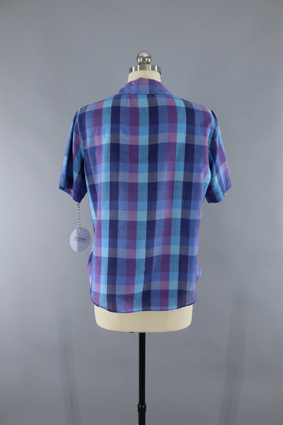 Vintage Blue and Purple Plaid Shirt - ThisBlueBird