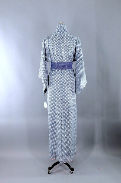 Vintage Blue and White Floral Kimono Robe-ThisBlueBird - Modern Vintage