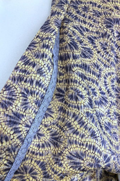 Vintage Blue and Yellow Shibori Silk Kimono Cardigan-ThisBlueBird - Modern Vintage