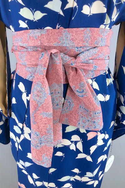 Vintage Blue Butterflies Silk Kimono Robe-ThisBlueBird - Modern Vintage