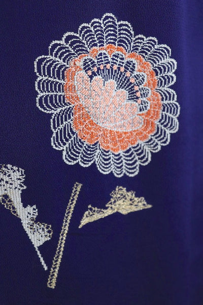 Vintage Blue & Coral Floral Silk Kimono Robe-ThisBlueBird - Modern Vintage