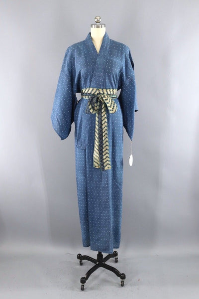 Vintage Blue Cotton Kimono Robe ThisBlueBird