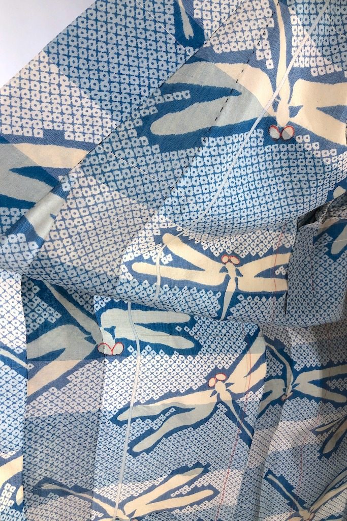 Vintage Blue Dragonflies Raw Silk Kimono Robe-ThisBlueBird - Modern Vintage