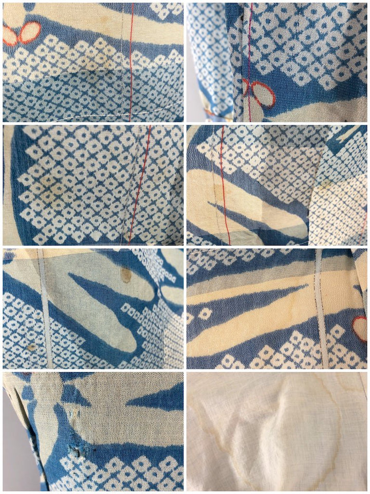 Vintage Blue Dragonflies Raw Silk Kimono Robe-ThisBlueBird - Modern Vintage