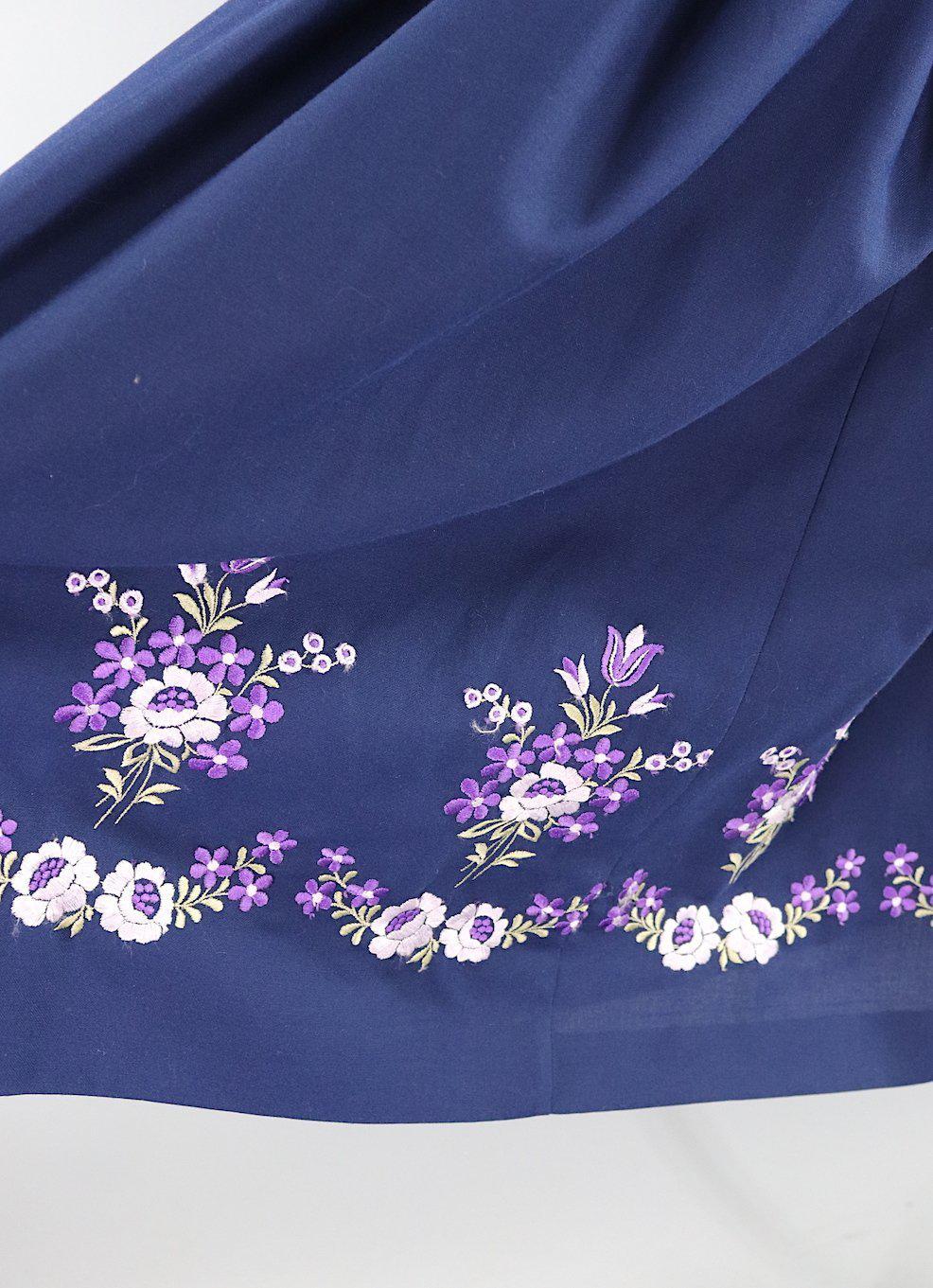 Vintage Blue Dress with Purple Floral Embroidery – ThisBlueBird