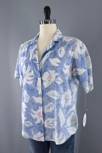 Vintage Blue Floral Hawaiian Shirt / Flying Colors-ThisBlueBird - Modern Vintage