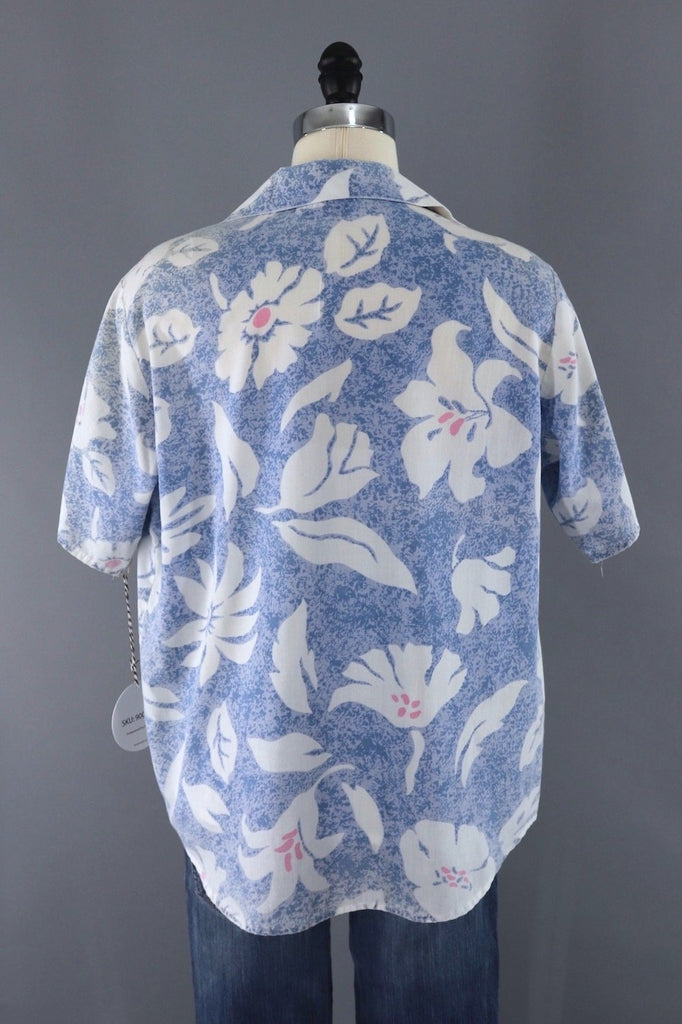 Vintage Blue Floral Hawaiian Shirt / Flying Colors-ThisBlueBird - Modern Vintage