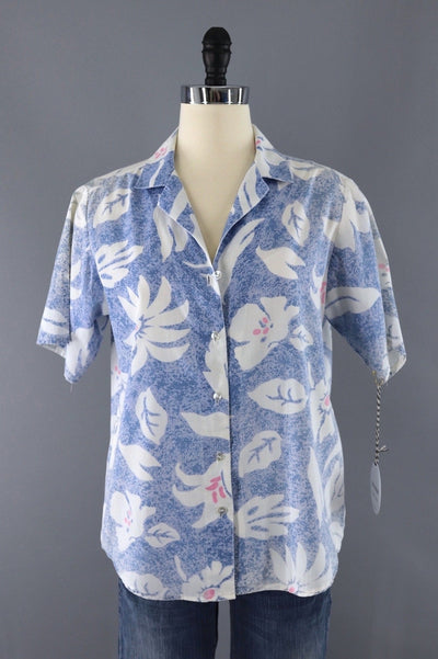 Vintage Blue Floral Hawaiian Shirt / Flying Colors-ThisBlueBird - Modern Vintage