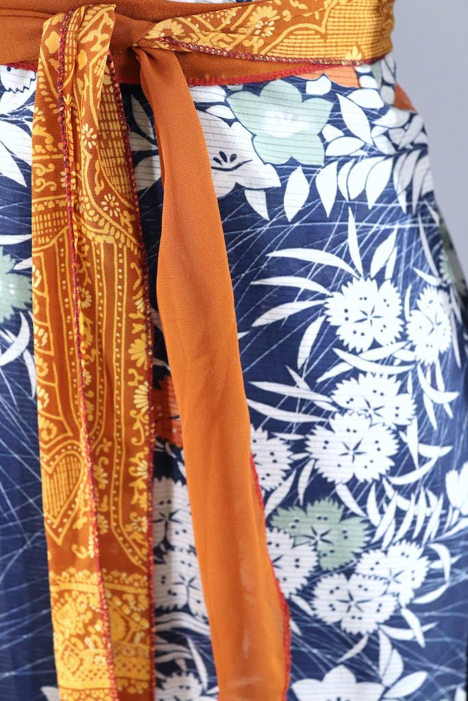 Vintage Blue Floral Summer Kimono Robe-ThisBlueBird - Modern Vintage