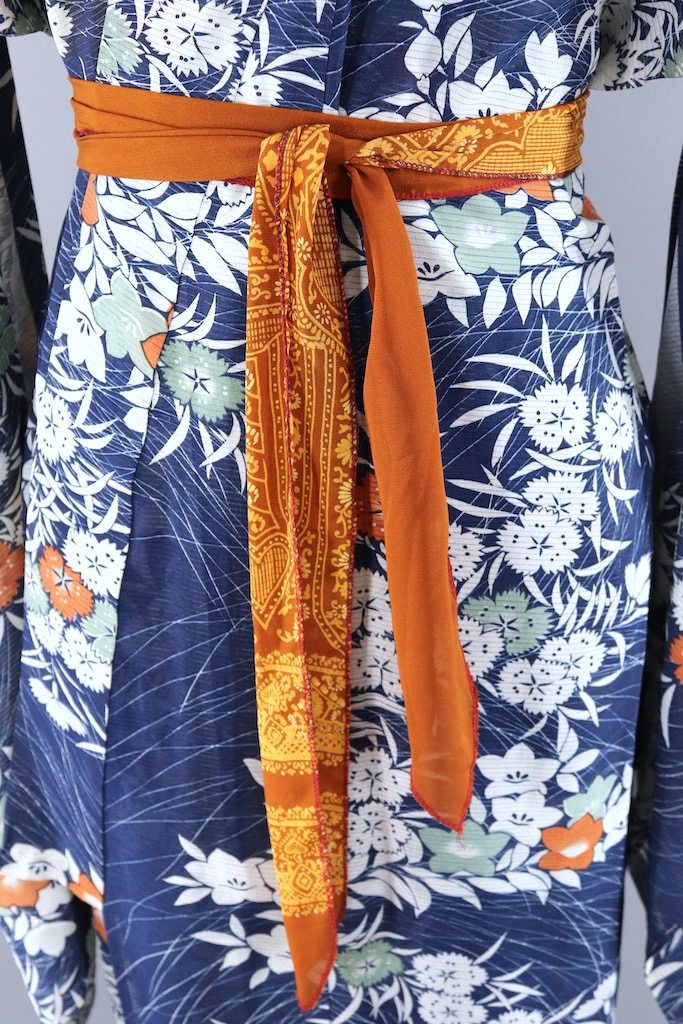 Vintage Blue Floral Summer Kimono Robe-ThisBlueBird - Modern Vintage